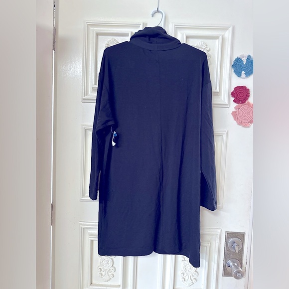 CHIC & SOFT, Long Sleeves Turtleneck Sweatshirt w/Hoodie Pockets Tunic Dress - Picture 9 of 16